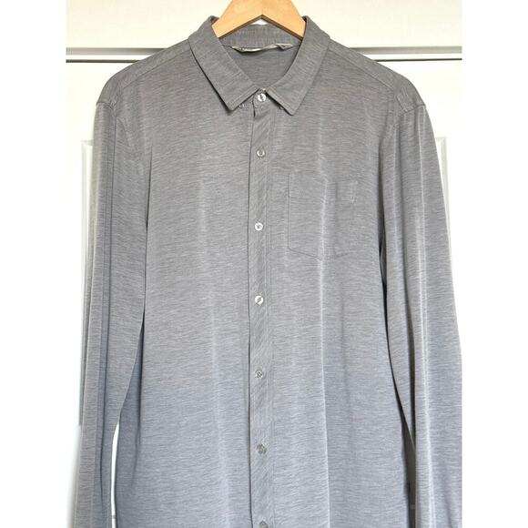 Travis Mathew Shirt Men’s XL Gray Long Sleeve Button Up Pima Cotton Lightweight - Picture 2 of 8